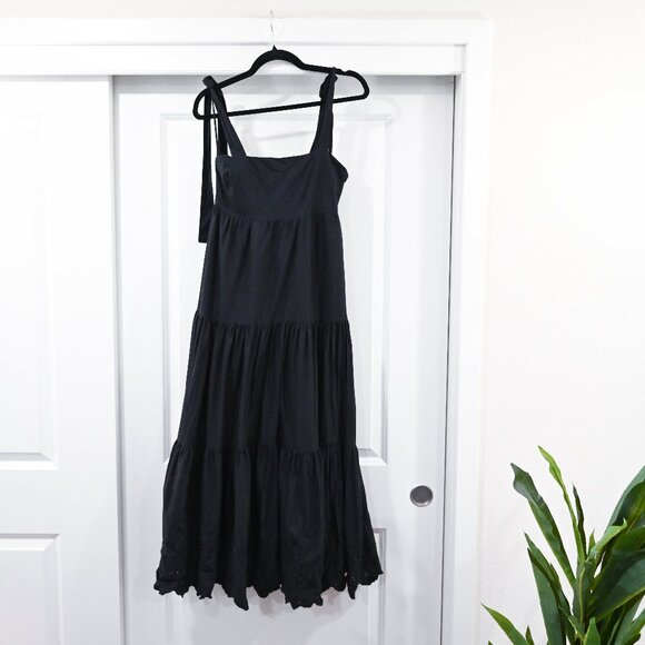 Jason Wu Small Tiered Cotton Lace Eyelet Tiered Midi Dress - Picture 1 of 9